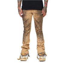 Patched Flare Distressed Ripped Man Jeans